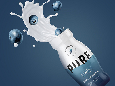 Pure Yoghurt Beverage artwork blueberry graphic design healthy modern packaging pure render splash vitamin yoghurt yogurt