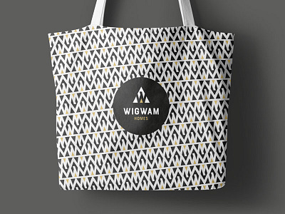 Wigwam Re-branding - Bag bag black branding design gold merchandise pattern print property real estate rebrand