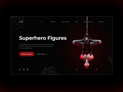 The first screen | Superhero Figures design firstscreen spiderman ui ux webdesign