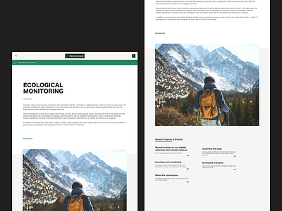 Parks Canada - Ecological Monitoring - Article Page app concept app design creative direction design ui ui design ux ux design website website design