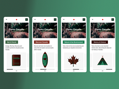Parks Canada home page (mobile) app concept app design app interface creative direction illustration ui design ux design