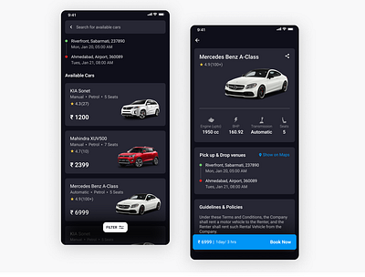 Car Rental App car rental app design product design ued ui user experience visual design