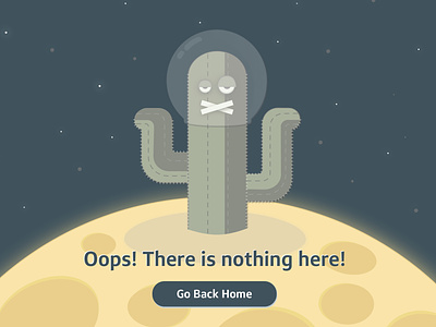 404 error message with a Cactus 404 page cactus character error message error page error screen illustration moon nothing found space