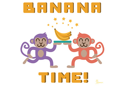 Banana time! animal banana characterdesign design digitalart digitalillustration flatart gorila graphic design humor illustration monkey props time vector vectorart