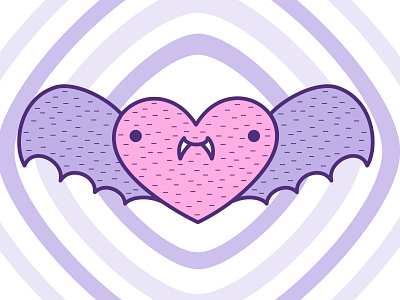 Love is a vampire cartoon cartoonish digitalart digitalillustration fangs flatart graphic design heart illustration kawai love pink purple vampire vector vectorart