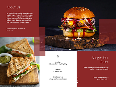 Tri Fold Burger Hut Menu Brochure Template