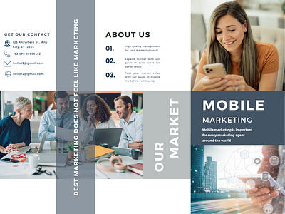 Tri Fold Mobile Marketing Brochure Template agency brochure behance booklet brand identity brochure business flyer canva corporate flyer creative design dribble flyers graphic design illustrator marketing markrting mobile brochure modern simple trifold brochure