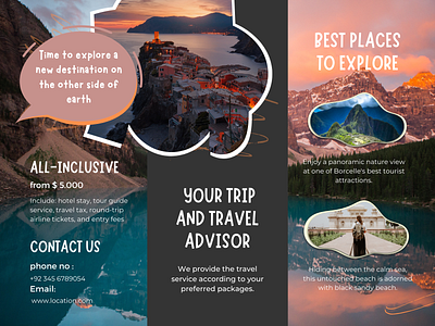 Tri Fold Travel Brochure | Flyer | Template adobe illustrator agency behance brochures business flyer canva creative design dribble flyers fun graphic design illustrator modern mokeup trifold simple template tours travel trifold brochure