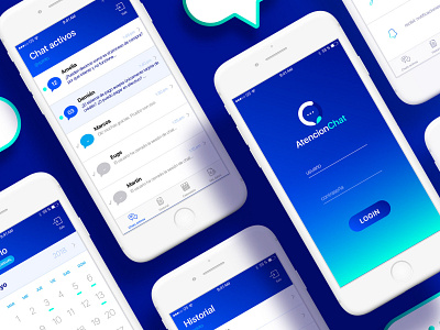 AtencionChat Mobile app 2018 app graphic design icon logo mobile app design mobile ui ui ui design user interface ux
