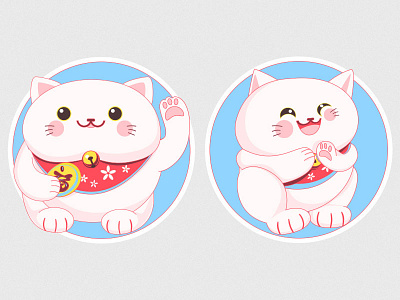 Maneki Neko stickers concept cat character flat icon maneki neko mascot messenger sticker telegram