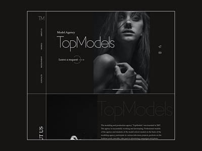 Landing page for model agency design fashion landing page model ui ux web website