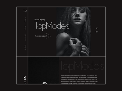 Landing page for model agency