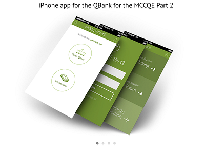 MCCQE2 iPhone app app circle clean education green iphone medical mobile ui