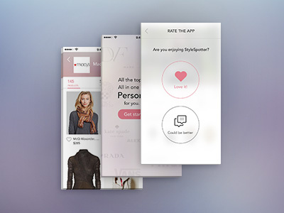 StyleSpotter iPhone App background blurred circle ecommerce fashion pink rate shop