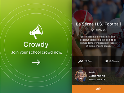 Crowdy app chant crowd ios school social network sports team