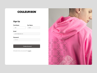 Couleur Bon Sign Up contact fashion form pink sign up ui web