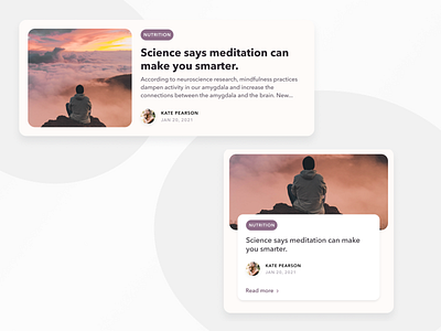 Meditation Blog/App Card Design accessible app blog design card card design ui web