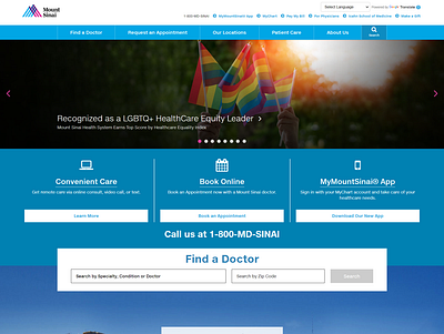 Mount Sinai Health System Website, Mobile Application & HMS crm design erp system hospital management system patient portal ui ux web development website design