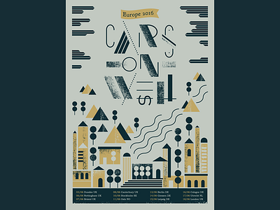 Carsonwells European tour 2016 bauhaus design europe futurism gigposters illustration indie punk
