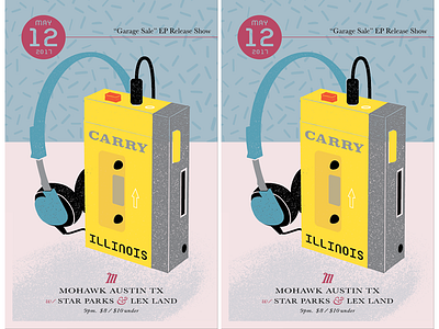 Carry Illinois - EP Release show austinmusic carryillinois gigposter illustration walkman