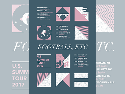 Football, etc. US Summer Tour 2017 beer design emo gigposter illustration map punk tourposter