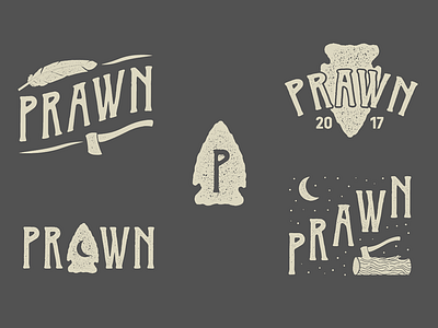 Prawn Logo / Illustration set arrowhead axe camping emo feather outdoors punk