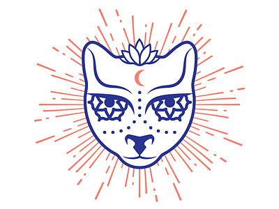 Blue Cat Yoga - brand element cat graphicdesign illustration logo vector