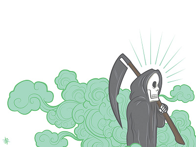 Reaper Print adobe death flat design green illustration illustrator reaper smoke vector illustration