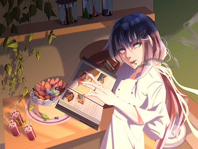 Original Character (OC) Illustration - Lucy anime animefood animegirl design digital art games illustration kitchen medibang paint original character