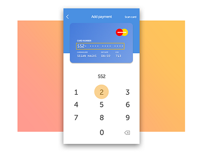 Daily UI 002: Credit Card Checkout 002 add payment card checkout credit card daily daily ui number number pad scan card ui