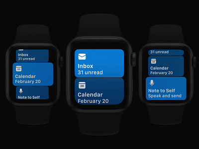 Outlook Apple Watch Main Screen Refresh apple apple watch apps apps design dark dark ui interface microsoft outlook wearables