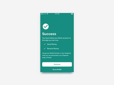 Bank Account Linking Successful account linking badge bank bank account bank account linking bank app banking banking app design ios ios app design receive receive money send money success success message uidesign