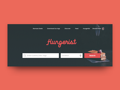 Hungerist Search Concept component food delivery food search foodapp header hungerist landing mangobaaz review reviews search