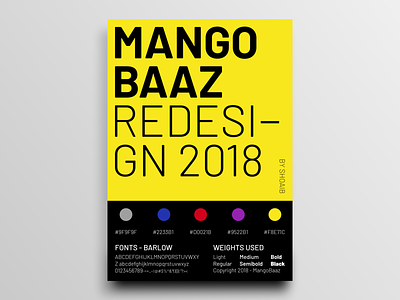 Brand Identity Poster barlow branding mangobaaz poster poster a day rebranding red redesign typeface typography yellow