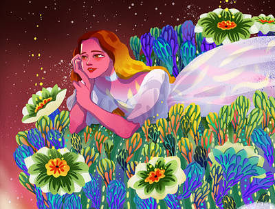 A dream princess 👸 character drawing dreamer flowers illustration photoshop princess traditional art