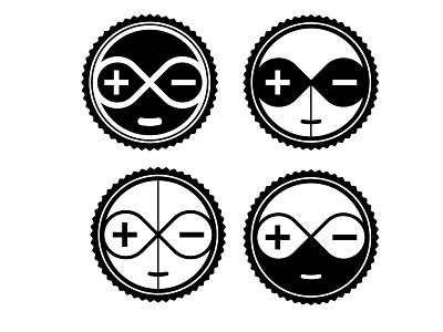 Logo workings anthropomorphic black and white brand character geometric logo mark symbol visual language
