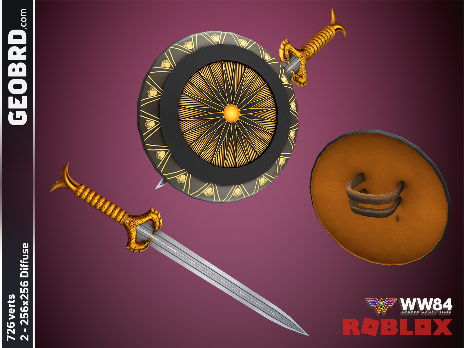 Wonder Woman 1984 Sword Shield Roblox By Brad A Yoo On Dribbble - linked swords roblox