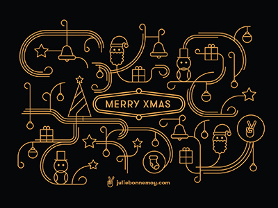 Christmas in Amsterdam amsterdam bell christmas city houses illustration illustrator newyear postcard santa star windmill