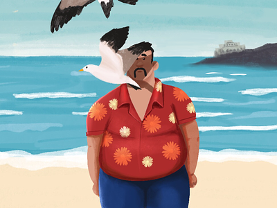 Photobombing beach birds character design digital paintings dribbble fun illustration illustrator procreate sea travel