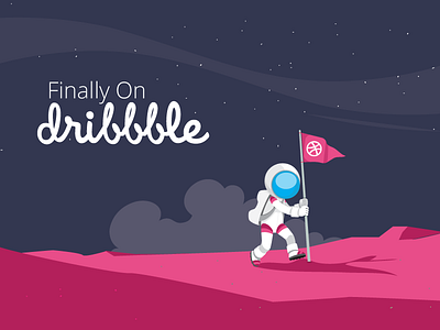 Dribbble First shot. achievement astronaut debut first galaxy illustration illustrator planet shot space travel vector
