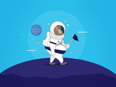 Rocky astronaut bear blue bot character chatbot illustration rocky space