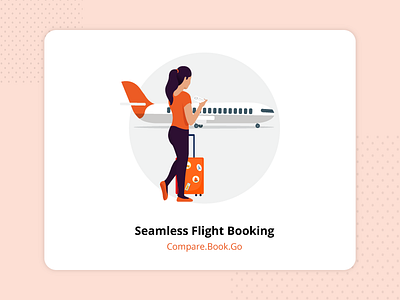 Seamless Flight Booking app booking flight girl illustration onboarding plane seamless suitcase travel traveller visual