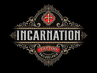 Incarnation tattoo custom lettering handlettering identity lettering logo logotype typography vector victorkevruh vintage