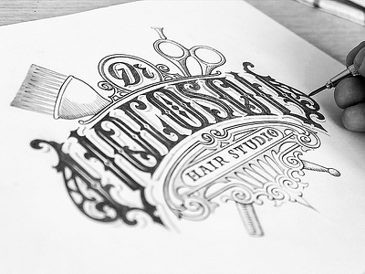 Dr. Volosov hand lettering caligraphy handlettering lettering logo logotype sketch typography vintage