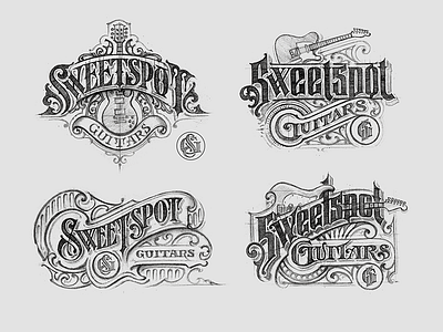Sweet Spot Guitars concepts caligraphy handlettering lettering logo logotype sketch typography vintage