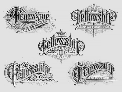 Fellowship Tattoo Parlor concepts branding calligraphy custom lettering handlettering identity lettering logo logotype typography victorkevruh