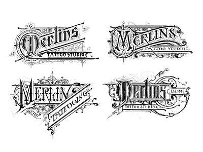 Concepts for tattoo studio branding calligraphy custom lettering handlettering identity lettering logo logotype typography victorkevruh