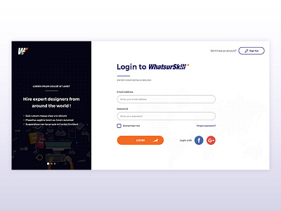 Login Screen for Web Application - WhatsurSkill account app apps crm dribbble interface login ui user ux web
