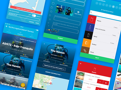 Project Aware App Design app design divers marine debris mobile ocean ui ux