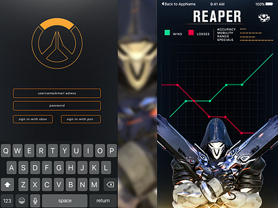 Overwatch Ui Design: Hero Card{Added GIF} app design gaming layout mobile stats ui ux